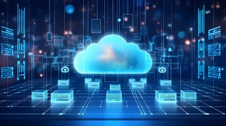 Nearly half of all data breaches originate in the cloud Cloud computing security - a large digital cloud is linked to many individual server blocks.