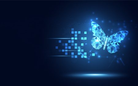 Upgrading adaptation: how digital transformation promotes organizational resilience A digital butterfly emerges from a digital background.