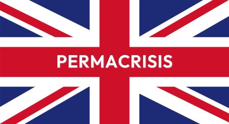 How permacrisis has impacted UK organizations A UK flag with permacrisis word running through the centre
