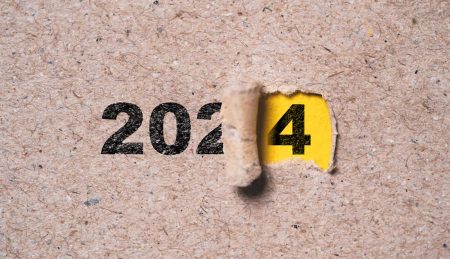 Concept image showing the change of year to 2024.