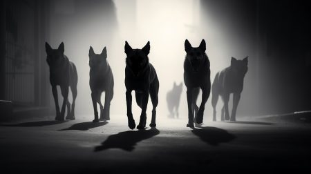 NCSC publishes assessment of the near-term impact of AI on the cyber threat • AI will almost certainly increase the volume and heighten the impact of cyber attacks over the next two years. The image shows a threatening pack of dogs ready to attack.