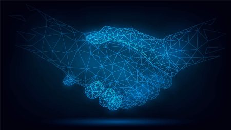 Two digital hands in a handshake, symbolising digital trust.