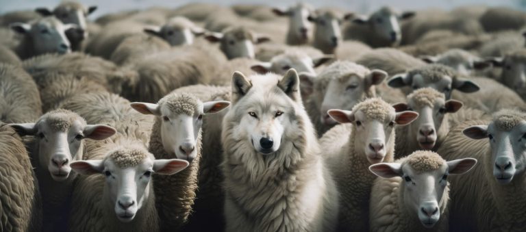A wolf hiding in a flock of sheep illustrates the concept of hidden risks