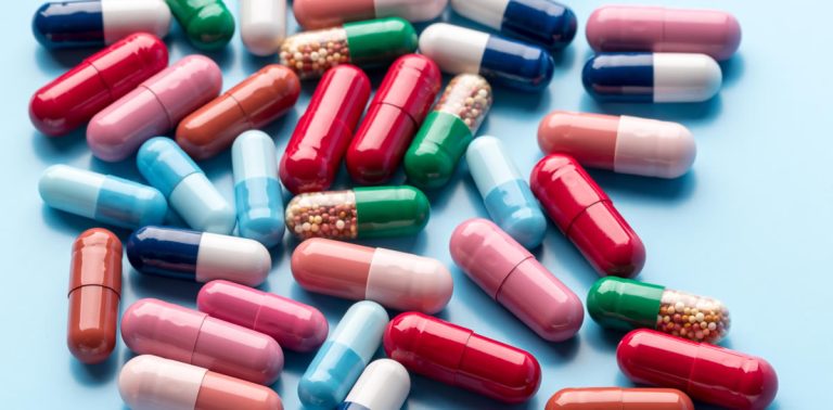 Antimicrobial resistance concept - a wide range of different drugs