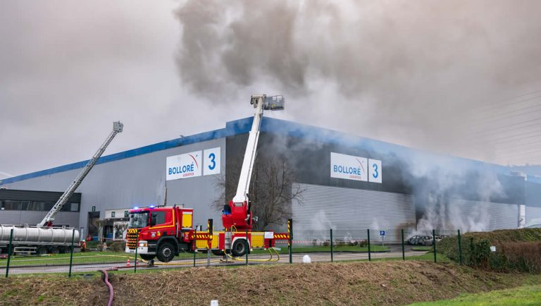 A fire caused by a lithium battery explosion in a Bolloré Logistics facility on 16th January 2023.