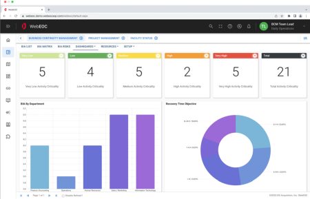 New ‘WebEOC Business Continuity Management Solution’ integrates BCM, CM, and emergency notification webEOC screenshot