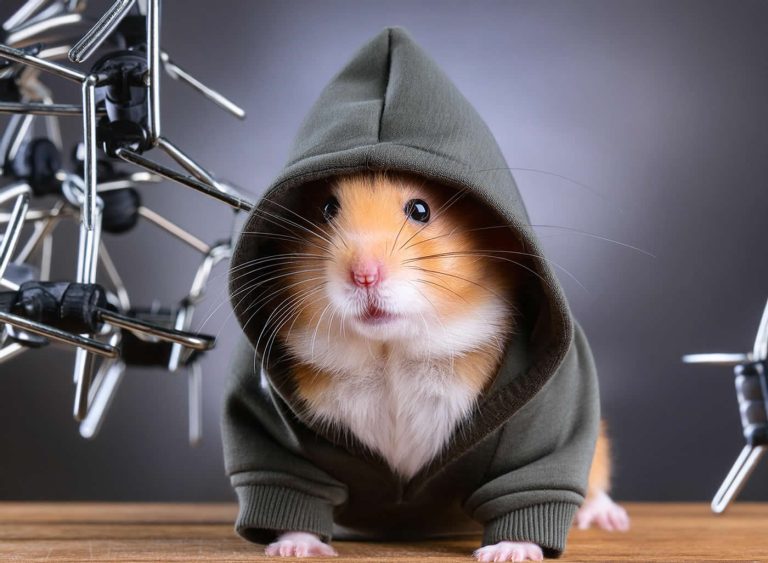 Hacker hamster - Resilience Forward A hamster dressed as a hacker illustrates the concept that small ransomware attacks can be very effective.