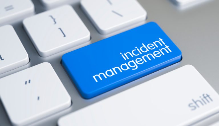 Incident management: a button on a key board illustrates the concept of a one-stop space for incident management.