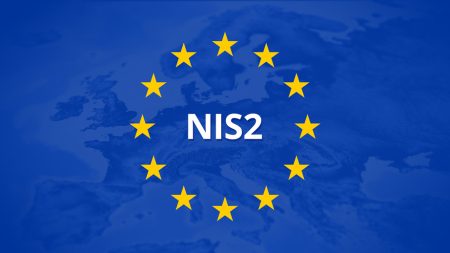 New ENISA report looks at NIS2 compliance and cyber resilience in various sectors NIS2 compliance: the EU stars are shown on top of a map of Europe, with the words NIS2 in the centre