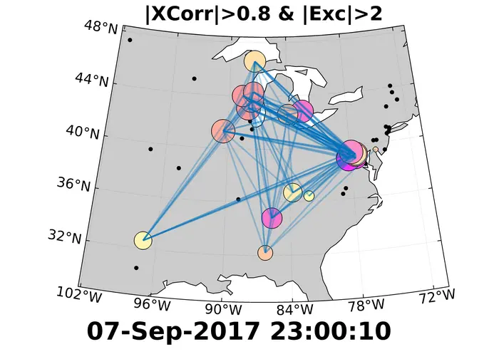 Solar Storm impact map - Resilience Forward A snapshot of the geomagnetically induced current (GIC) network during an intense solar storm in September 2017: British Geological Survey