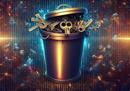 a rubbish bin full of encryption keys illustrates the future threat of quantum computing