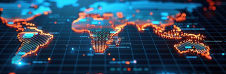 Digital map showing global security threats.