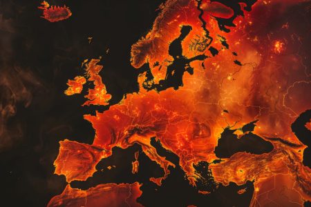 European Banking Authority issues guidelines for managing ESG risks A heat map of Europe showing high temperatures across the continent.