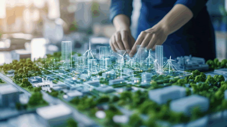 Engineer plans a sustainable city project.