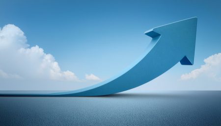 A large blue arrow shows an upwards trend in operational resilience.