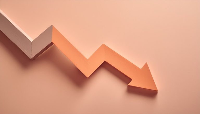 An arrow trends downwards