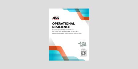 The front cover of the ASIS operational resilience guidance.