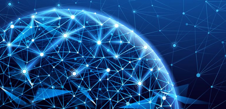 Internet resilience - Resilience Forward Internet resilience concept - a blue globe encircled by many connecting networks.
