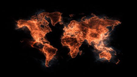 Escalating heat-related risks are challenging data centre resilience A map of the world with the countries highlighted in shades of red and orange to depict a warming world.