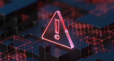 Warnings issued about critical vulnerability in on-prem Microsoft SharePoint Server versions A red warning triangle with a red exclamation mark floating in a digital background concept