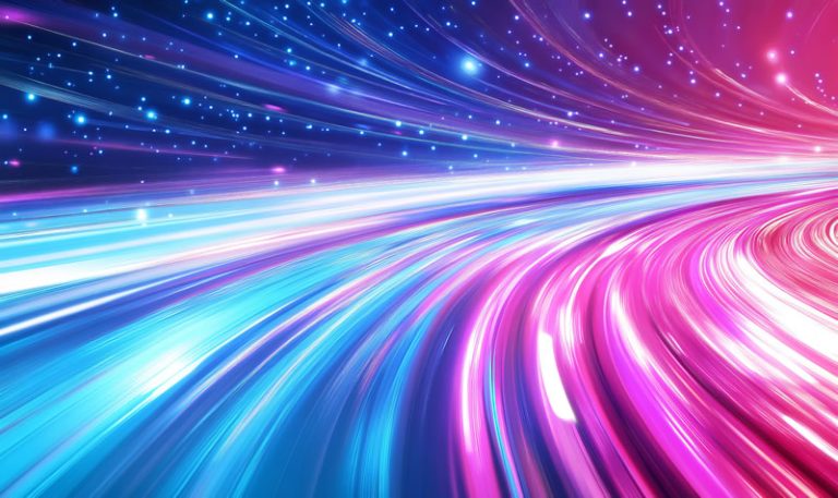 Abstract light streaks representing speed and technology transformation.