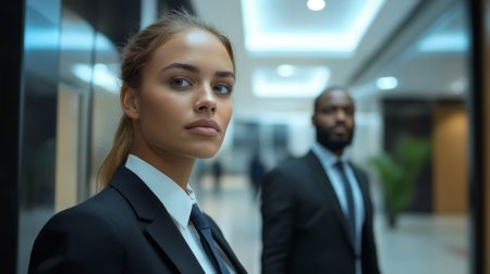 Corporate Executive Protected by Professional Security Guard.