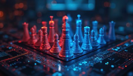 SEI study calls for stronger AI security through cyber-inspired red-teaming Chess game with red blue team pieces on circuit board.