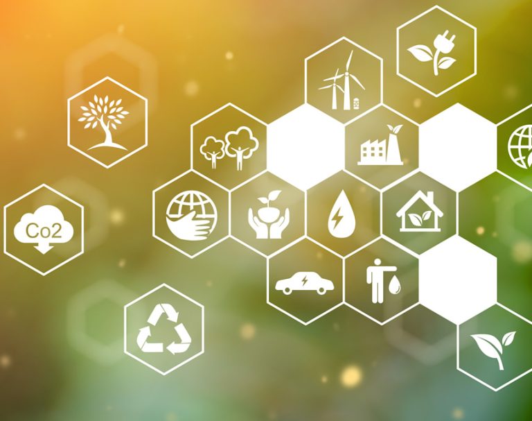 A group of climate risk and resilience related icons.