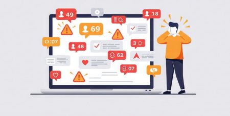 Illustration showing a person overwhelmed by too many digital notifications and alerts on screen.