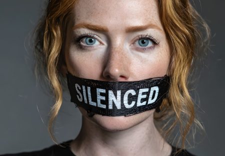 Many companies have a culture of microaggressions: and it impacts resilience A woman with a gag across her mouth and the word Silenced printed on it.