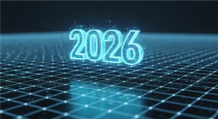 The number 2026 with a digital background.