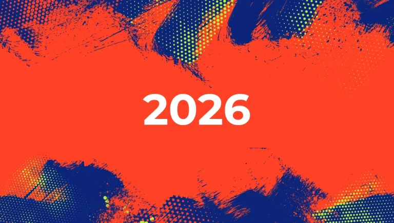 An abstract background with the number 2026 in the centre in white.