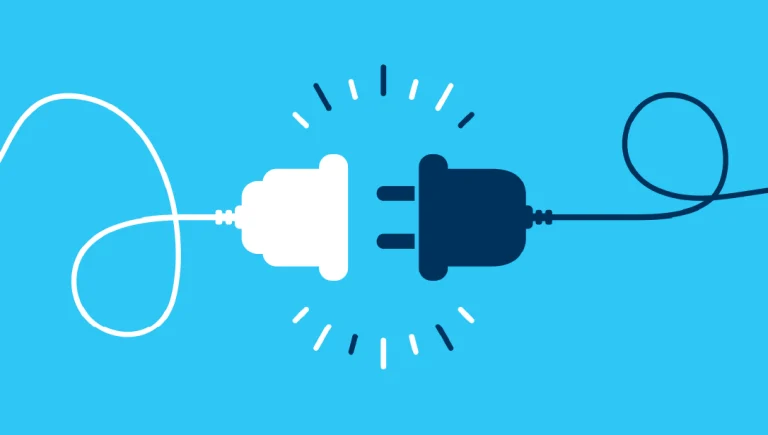 An electric plug and outlet socket unplugged illustrates the concept of being disconnected.