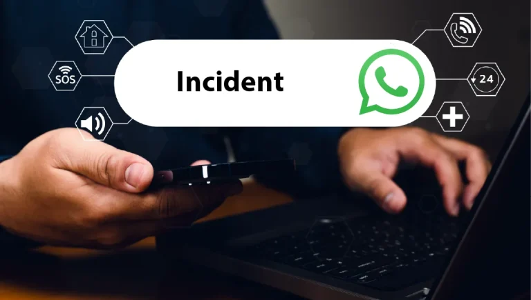 An employee looking at an emergency message sent via WhatsApp.