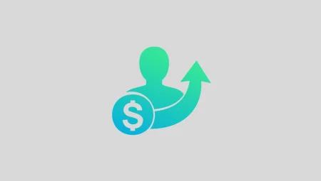 An icon of a person next to a $ symbol and a curved arrow pointing upwards.