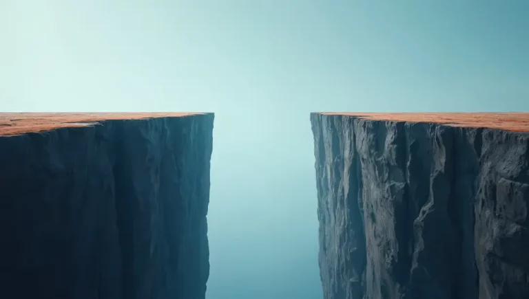 Gap - Resilience Forward A chasm between two cliffs showing the concept of a gap.