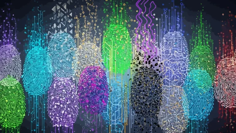 Identity sprawl - Resilience Forward Abstract digital fingerprint patterns in various vibrant colours, representing identity and data security concepts.