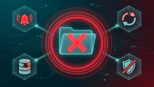 Business continuity failure - Resilience Forward A number of icons indicating failure of different aspects of technology.