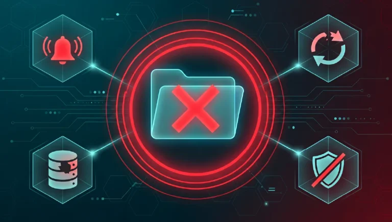 A number of icons indicating failure of different aspects of technology.