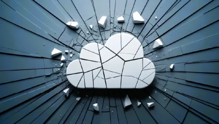 A cloud icon is shattered, illustrating a cloud outage.