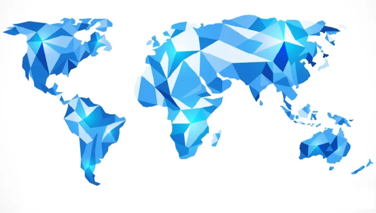 Fragemented world - Resilience Forward A map of the globe broken up into fractal sections.