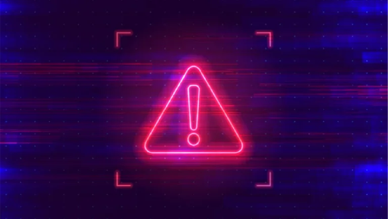A danger sign on a digital background.